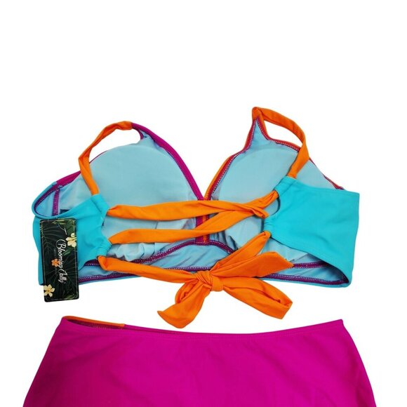Colorblock Bikini Set With Adjustable Straps & High-Waist Bottoms Size L - Picture 8 of 9
